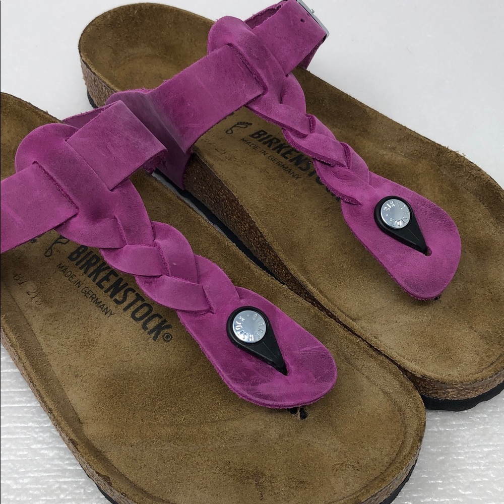Birkenstock Sandals Braided Gizeh Fuchsia Oiled Leather Womens Size 42 - Picture 9 of 15